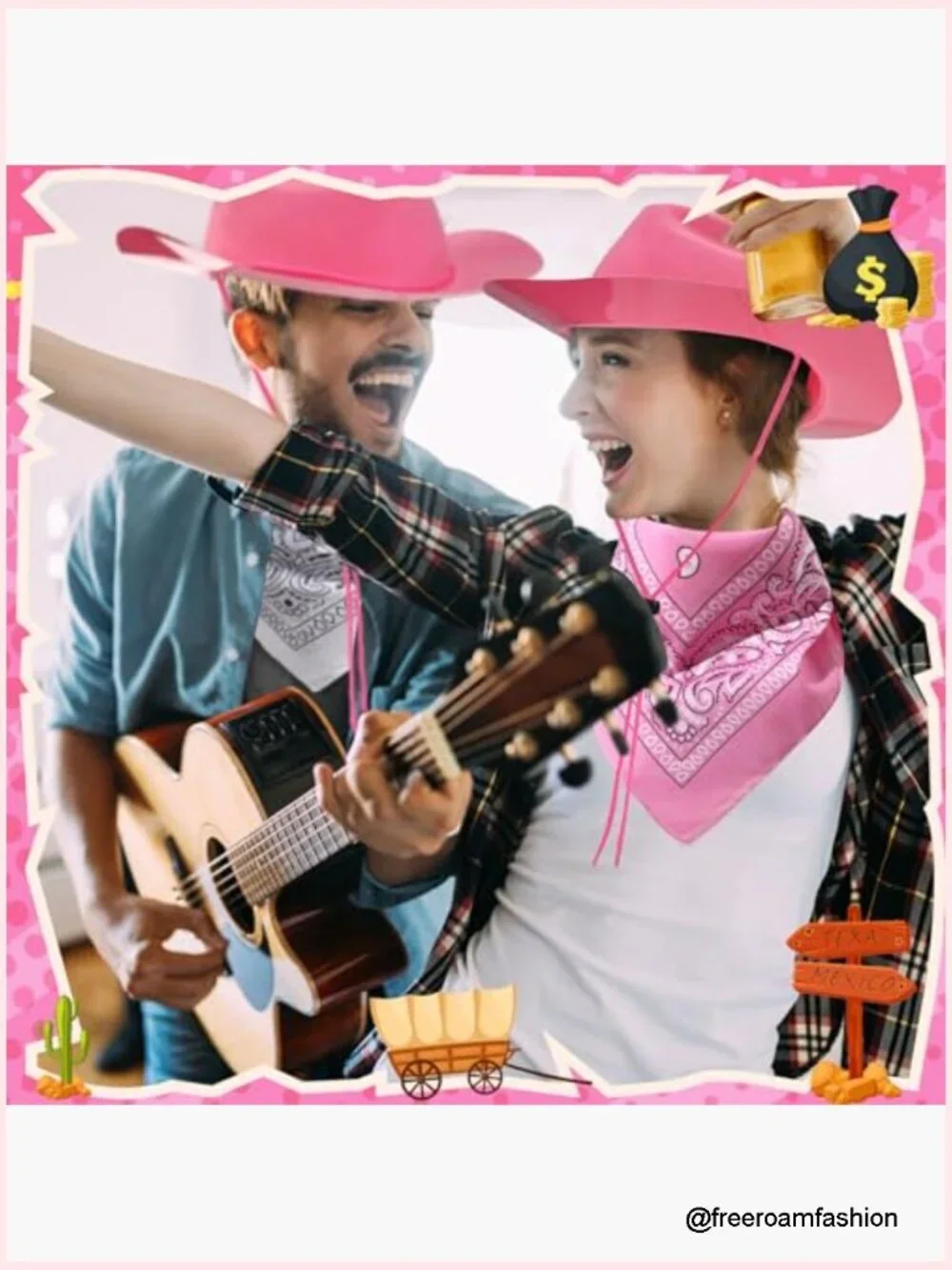 Cowboy Hats and Bandanas Set - 48 Pieces Western Party Supplies